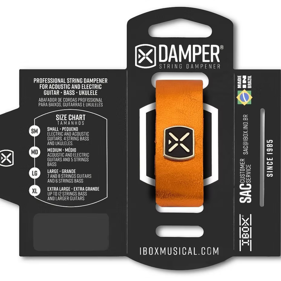 DAMPER Cuero logo metálico NARANJO METALICO ProstringsChile