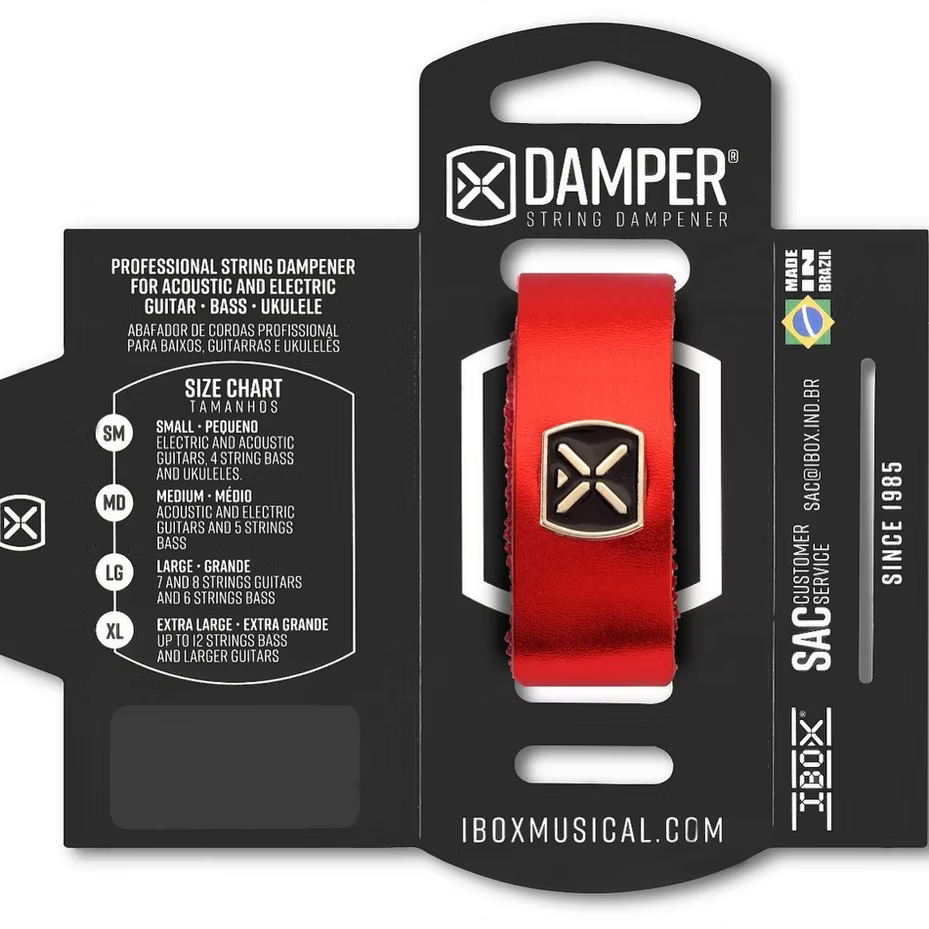 DAMPER Cuero logo metálico ROJO METALICO ProstringsChile