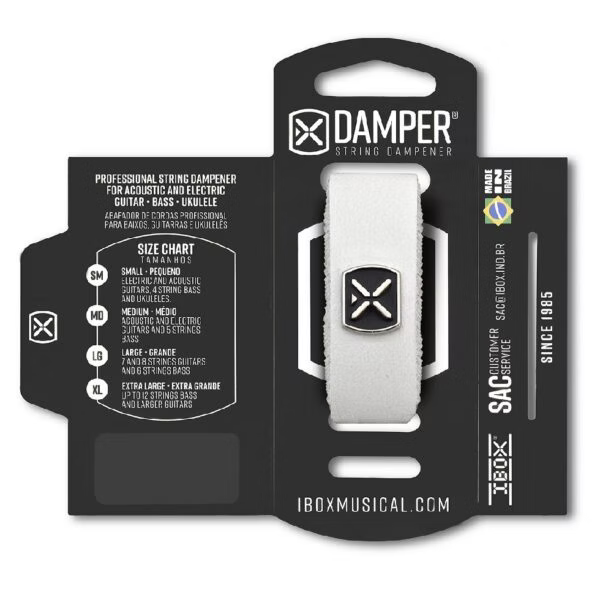 DAMPER Cuero logo metálico BLANCO ProstringsChile