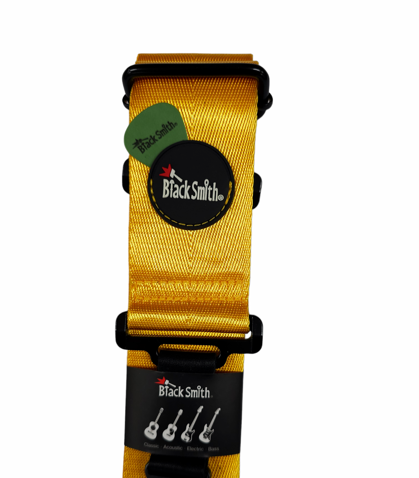 Correa Blacksmith Para Guitarra Y Bajo Strap Estilo Dimarzio Clip On Color Amarillo