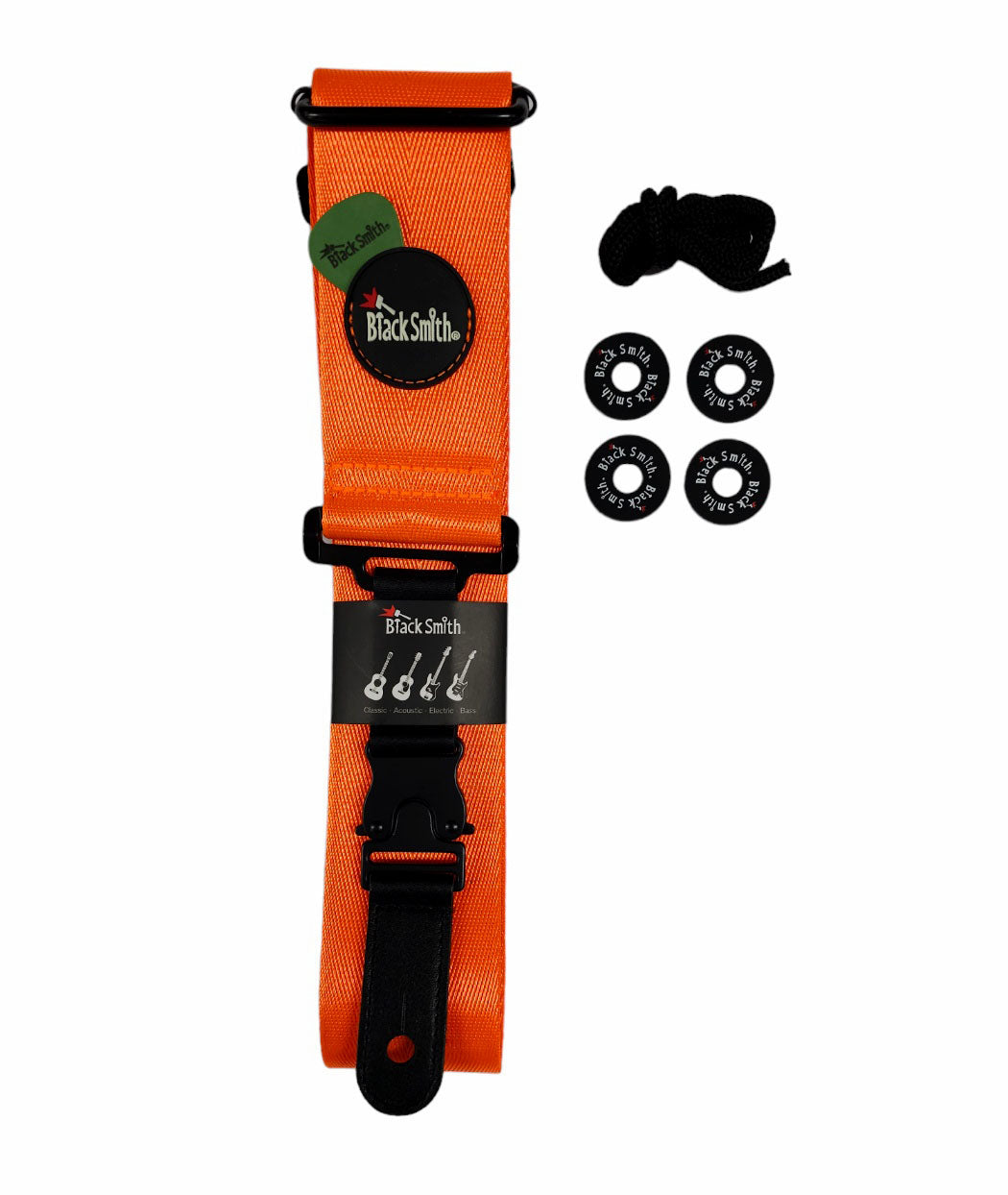 Correa Blacksmith Para Guitarra Y Bajo Strap Estilo Dimarzio Clip On Color naranja
