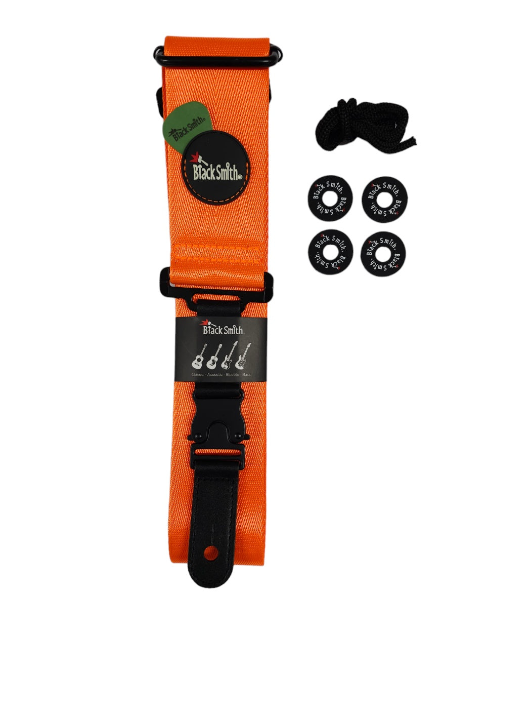 Correa Blacksmith Para Guitarra Y Bajo Strap Estilo Dimarzio Clip On Color naranja