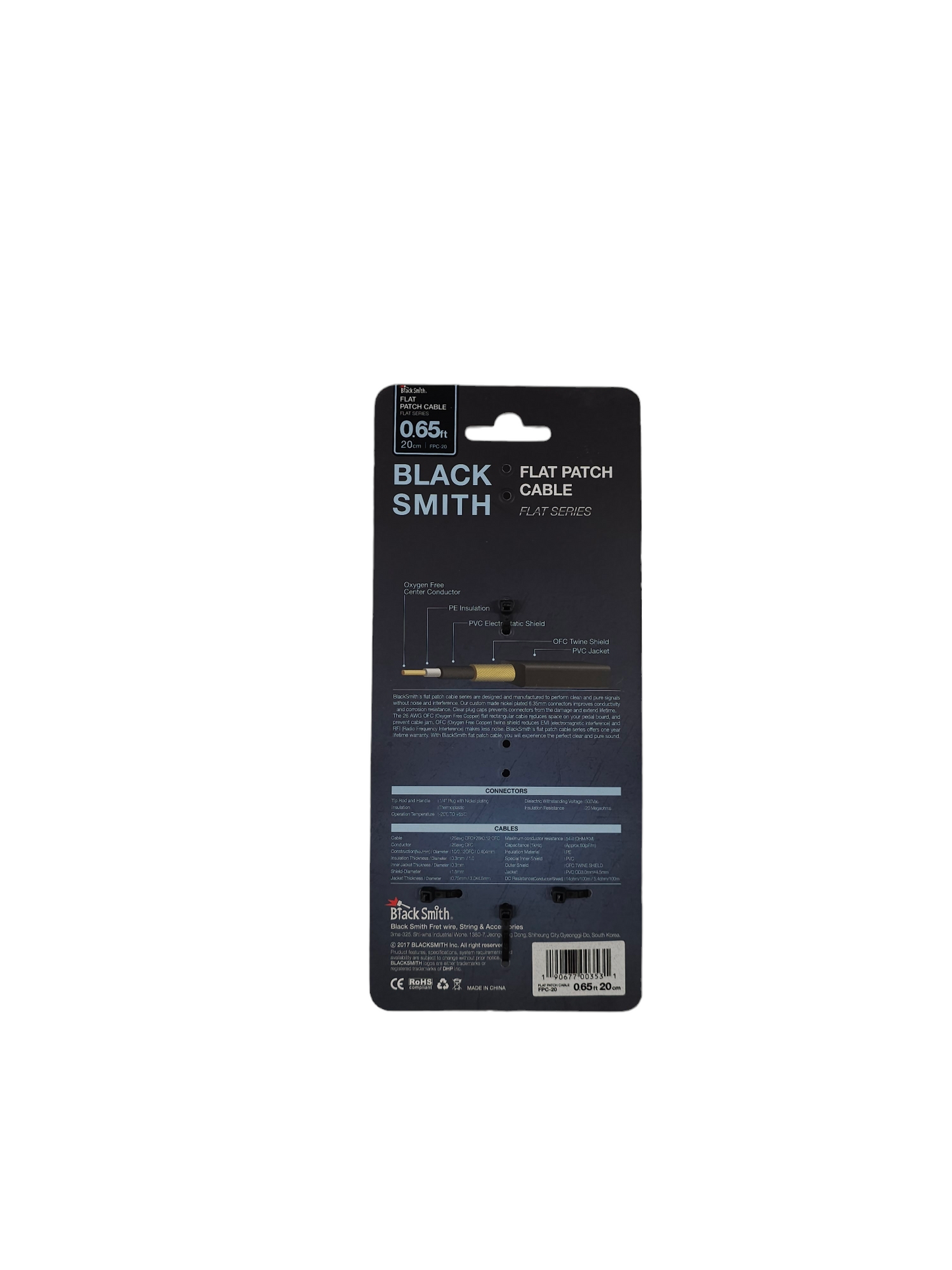 Cable Patch Blacksmith Flat Series 0 Ruido 20 cm ProstringsChile cuerdas_de_guitarra