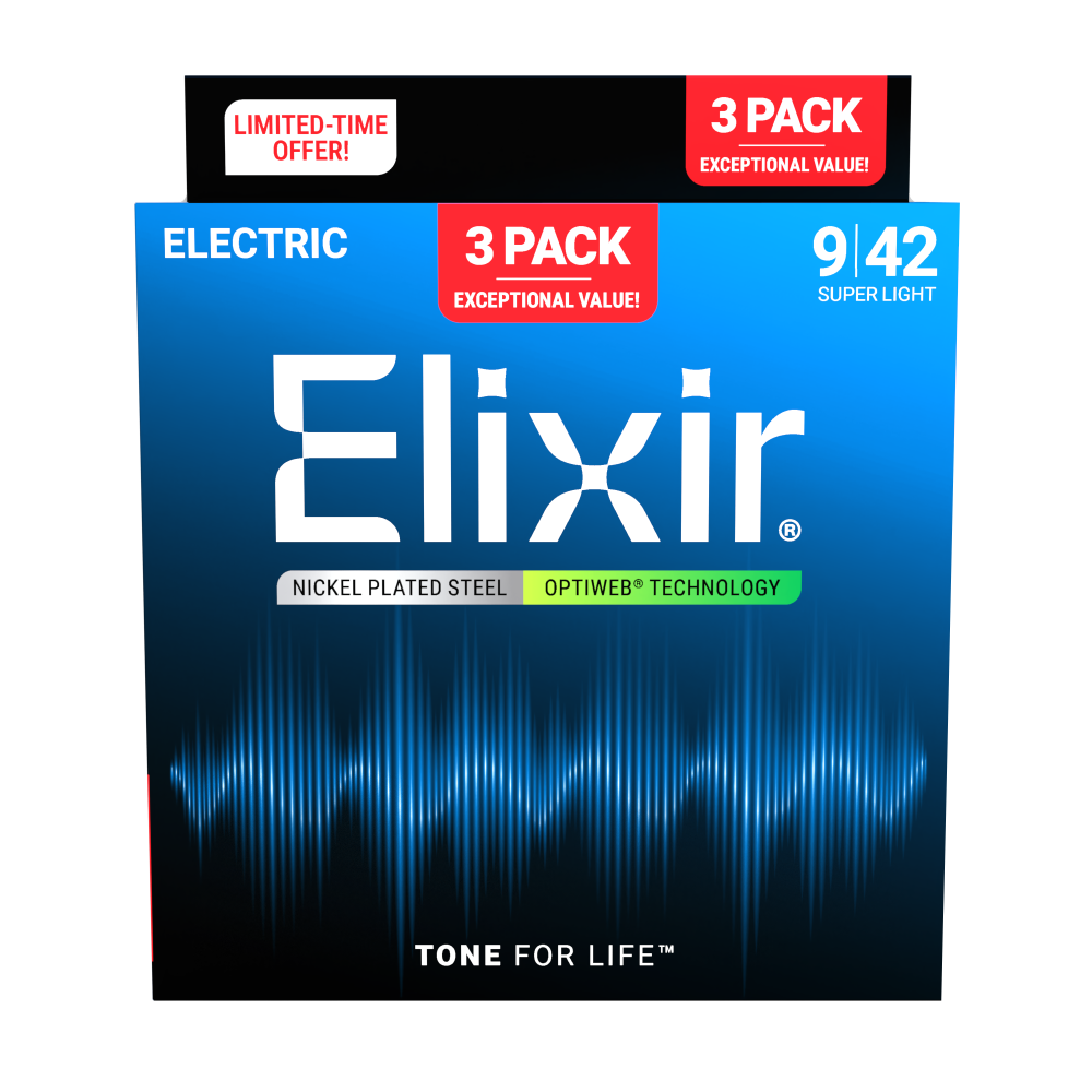 Cuerdas de Guitarra electrica Elixir Optiweb Pack de 3 09/42 ProstringsChile cuerdas_de_guitarra