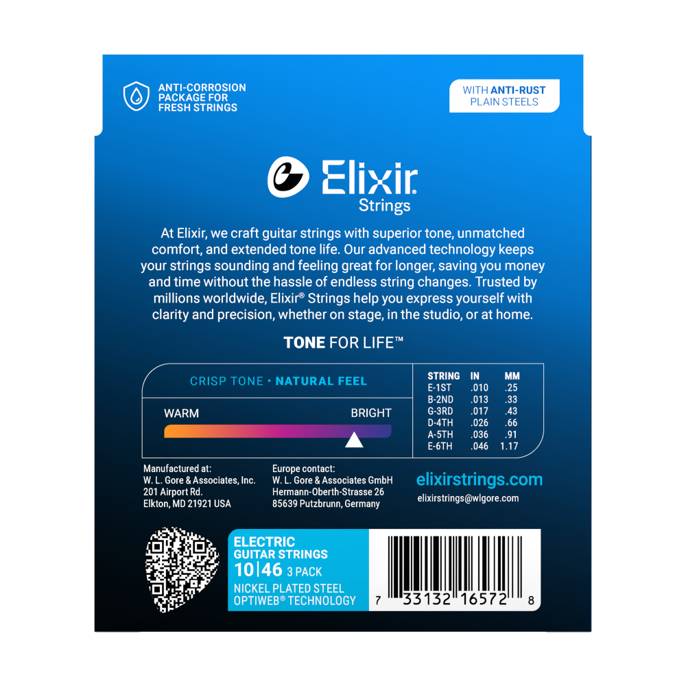 Cuerdas de Guitarra electrica Elixir Optiweb Pack de 3 10/46 ProstringsChile cuerdas_de_guitarra
