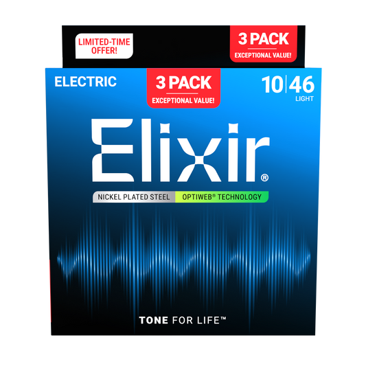 Cuerdas de Guitarra electrica Elixir Optiweb Pack de 3 10/46