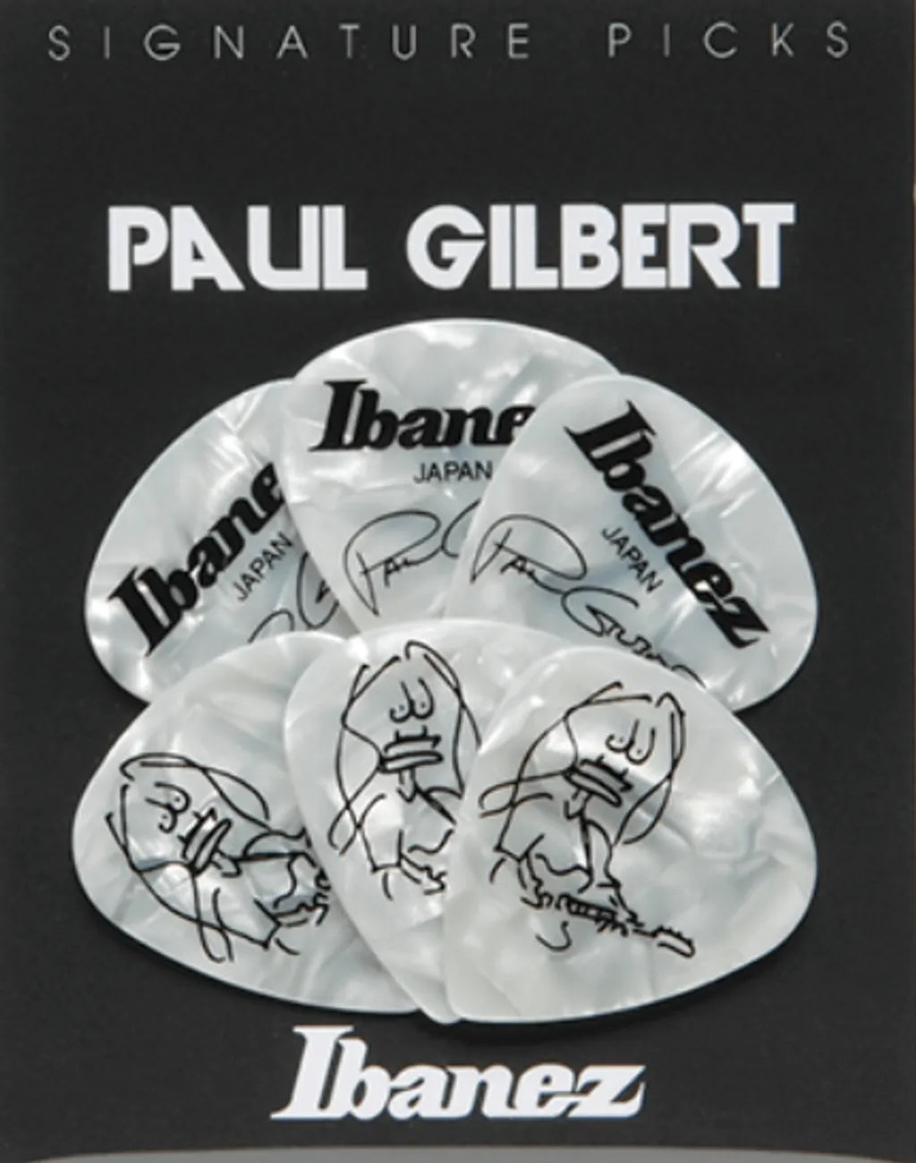 Uñetas Ibanez Signature Paul Gilbert Signature Blanco Perla 1.0 mm Pack de 6 Unidades ProstringsChile