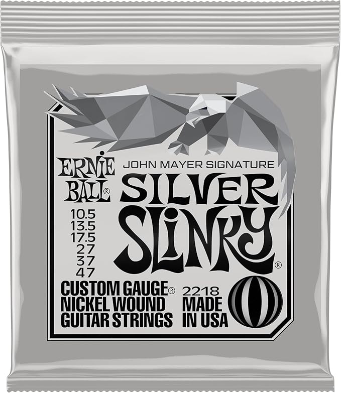 Ernie Ball John Mayer Silver Slinky - Cuerdas para guitarra eléctrica, calibre 10.5-47