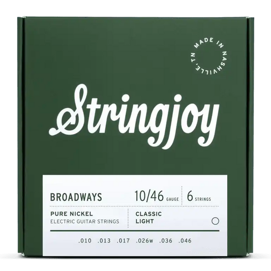 Stringjoy 10-46 Classic Light Gauge Broadways - Pure Nickel Electric Guitar Strings