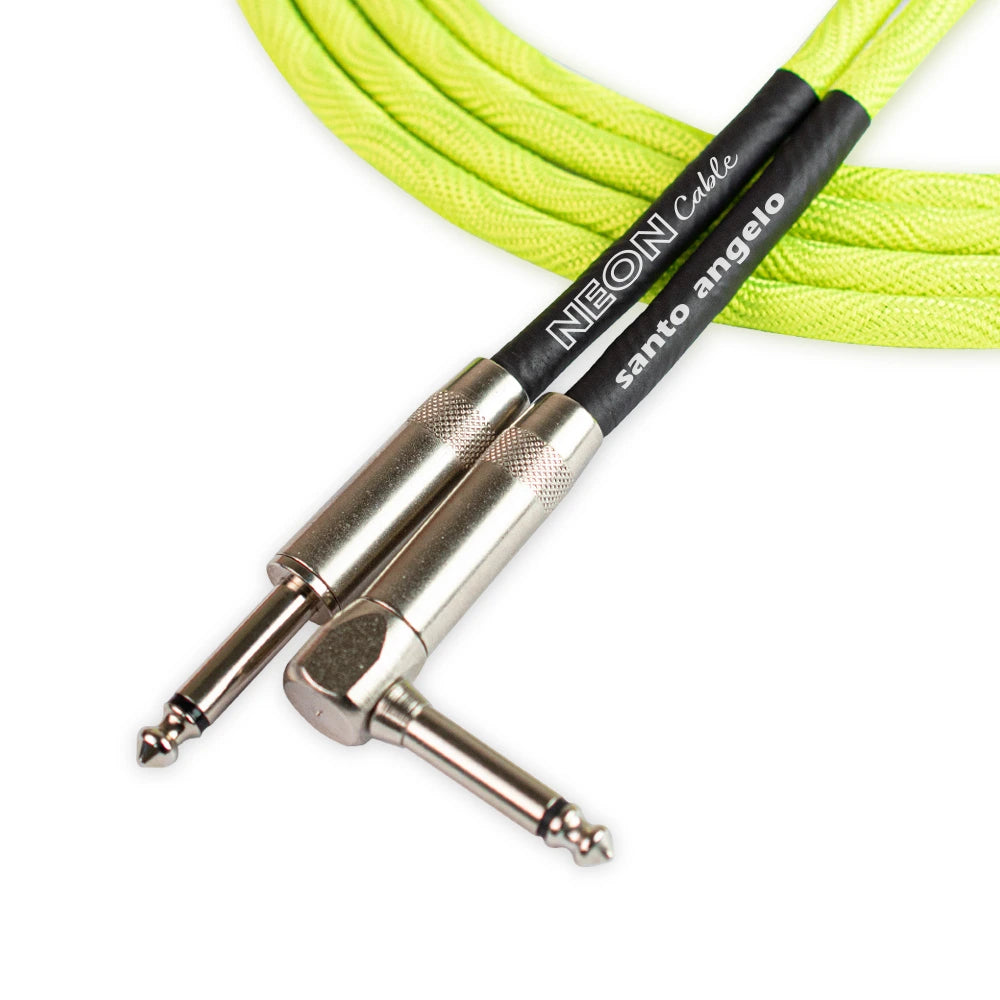 Cable De Guitarra Y Bajo Santo Angelo Neon Verde Deluxe 3 Metros