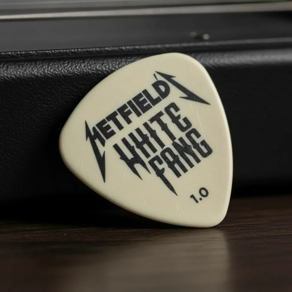 Box Uñetas de guitarra Dunlop James Hetfield's White Fang 1.00 Pack de 6 Unidades ProstringsChile