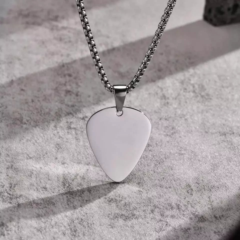 Collar De Uñeta De Guitarra Y Bajo Color Plata