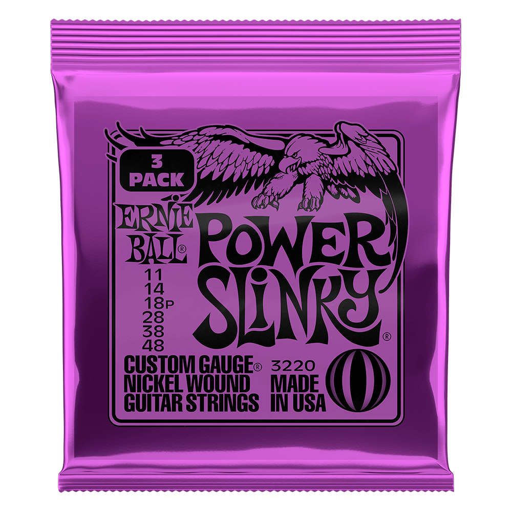 Cuerdas de Guitarra Electrica Ernie Ball Power Slinky 011-48 Pack de 3