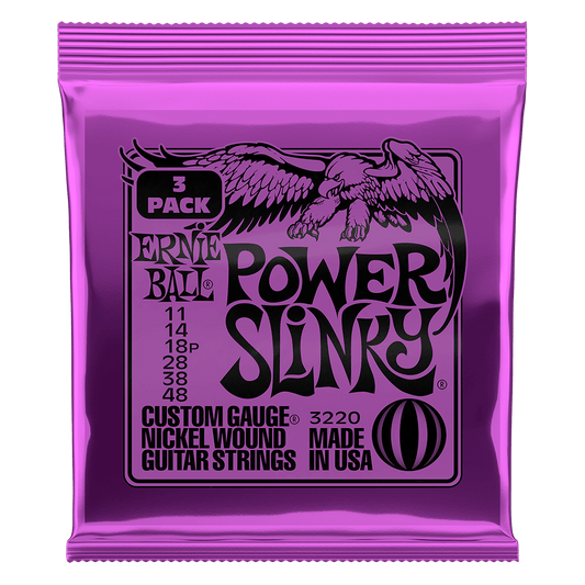 Cuerdas de Guitarra Electrica Ernie Ball Power Slinky 011-48 Pack de 3