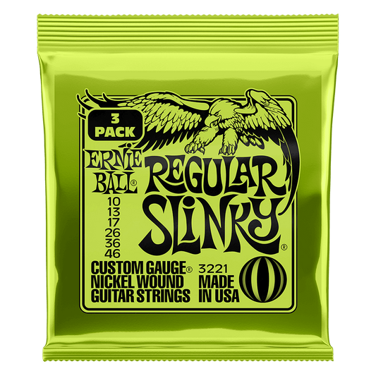 Cuerdas de Guitarra Electrica Ernie Ball Regular Slinky 010-46 Pack de 3