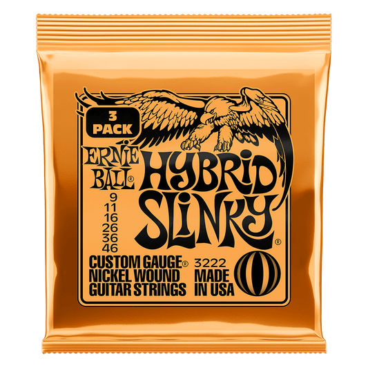 Cuerdas de Guitarra Electrica Ernie Ball Hybrid  Slinky 09-46 Pack de 3