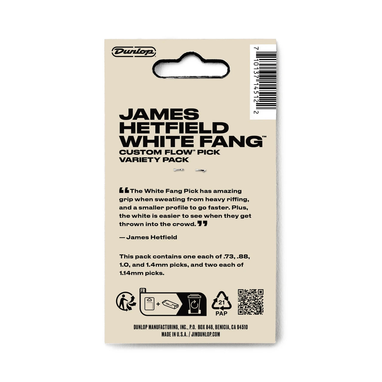 Uñetas Dunlop Signature James Hetfield White Fang Flow Variety Pack
