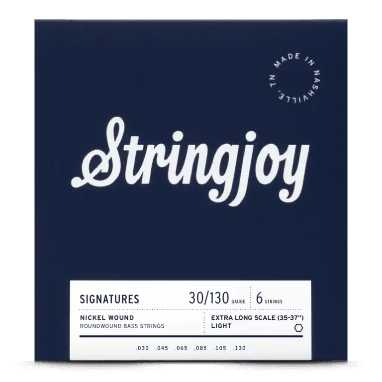 Cuerdas para bajo Stringjoy de calibre ligero (30-130), 6 cuerdas, escala extralarga, entorchado en níquel