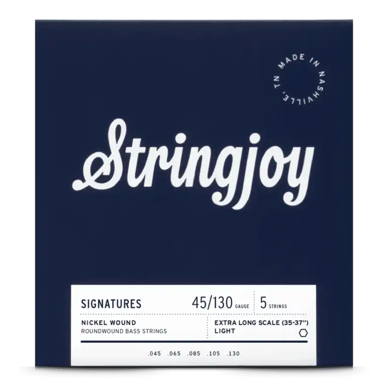 Cuerdas para bajo Stringjoy de calibre ligero (45-130), 5 cuerdas, escala extralarga, entorchado en níquel