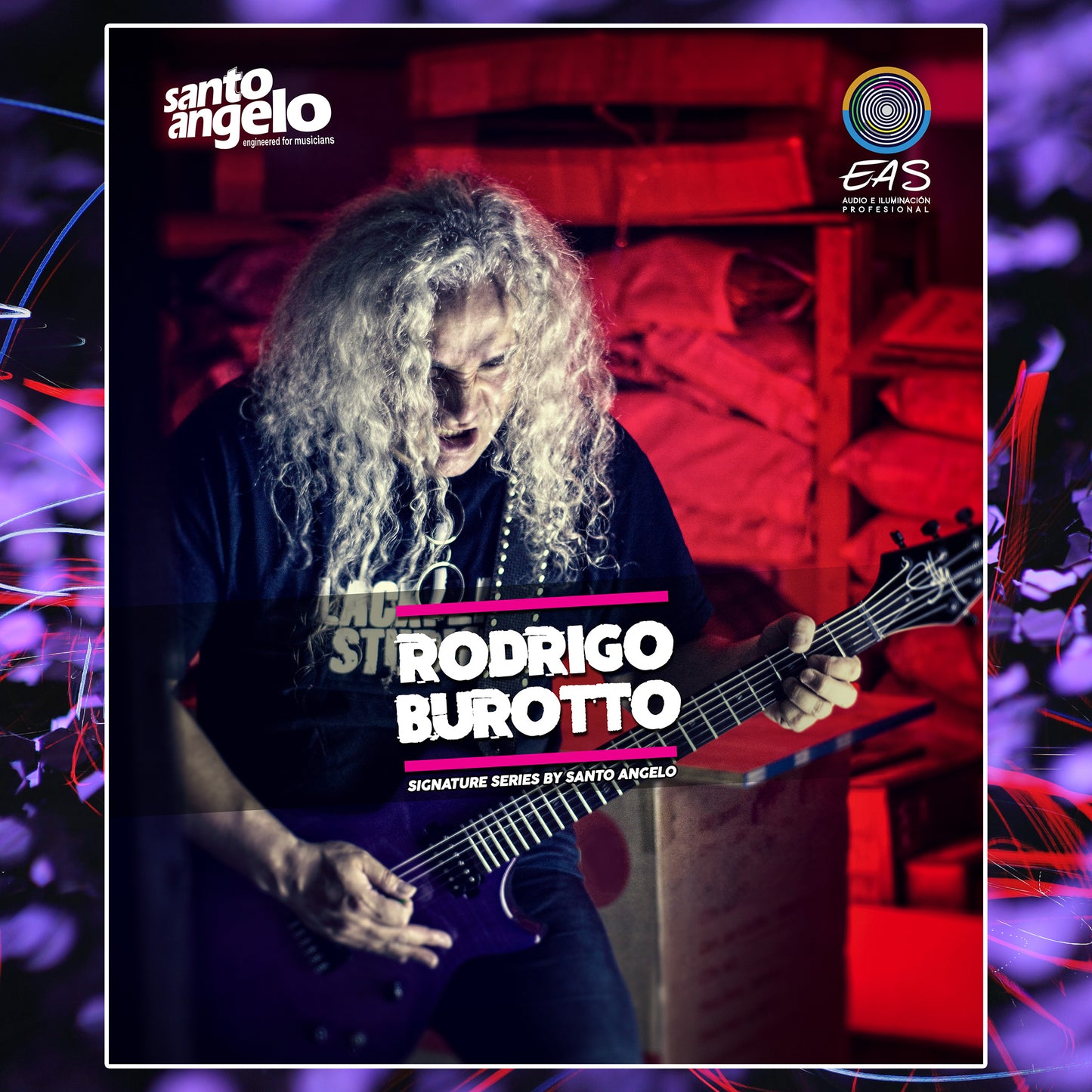 Cable De Guitarra Y Bajo Santo Angelo Signature Rodrigo Burotto 6 Metros