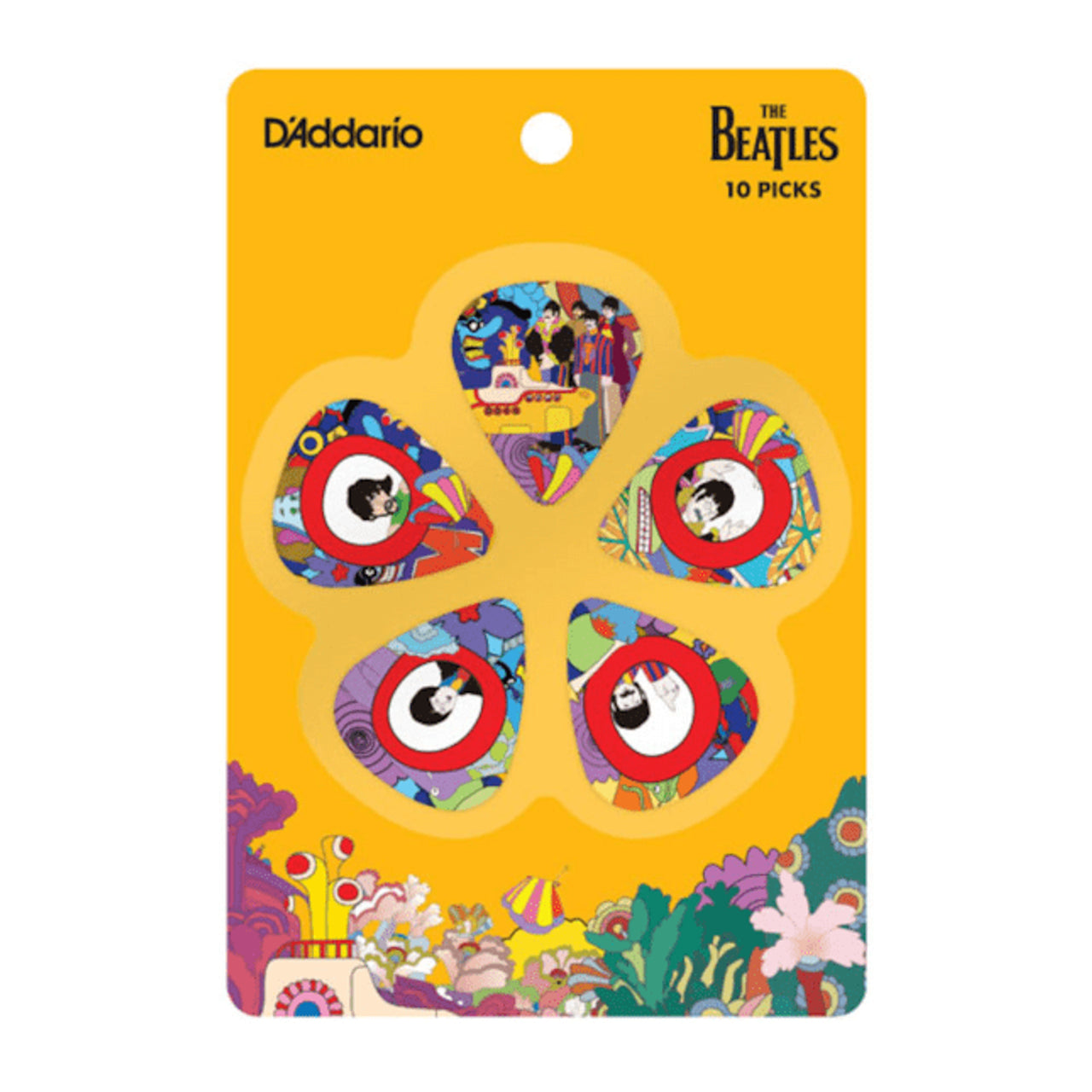 D'Addario Beatles Yellow Submarine 50th Anniversary Guitar Picks, 10 Pack Thin