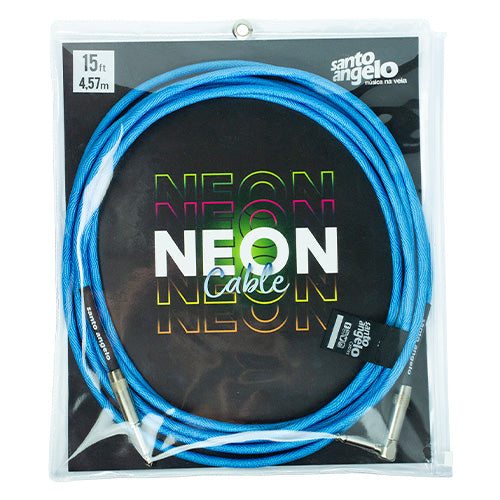 Cable De Guitarra Y Bajo Santo Angelo Neon Azul Deluxe 6.10 Metros