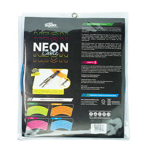 Cable De Guitarra Y Bajo Santo Angelo Neon Azul Deluxe 6.10 Metros