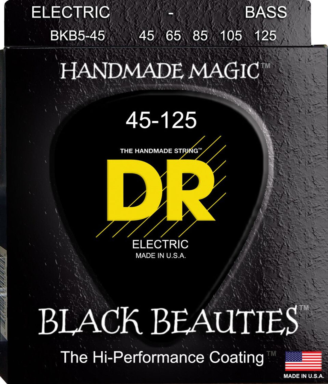 DR Black Beauties Coated Bass Guitar Strings BKB5-45 Med 5 String 45-125