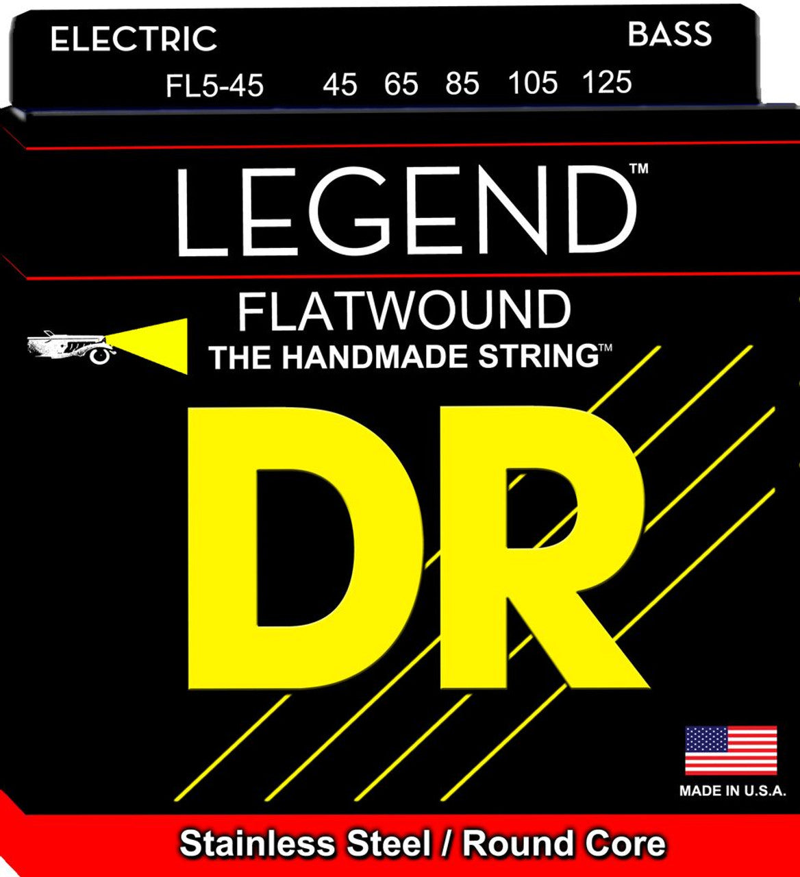 DR Legend Hi-Beam Flats Flatwound Bass Strings FL5-45 Med 5 String 45-125