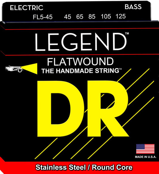 DR Legend Hi-Beam Flats Flatwound Bass Strings FL5-45 Med 5 String 45-125