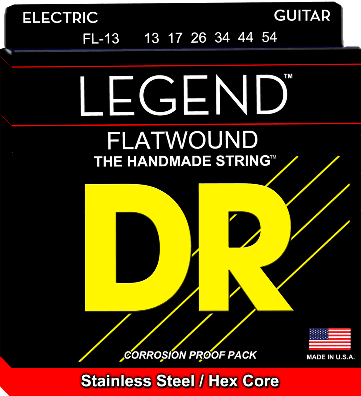 DR Legend Polished Flat Wound Electric Guitar Strings FL-13 Med-Hvy 13-54