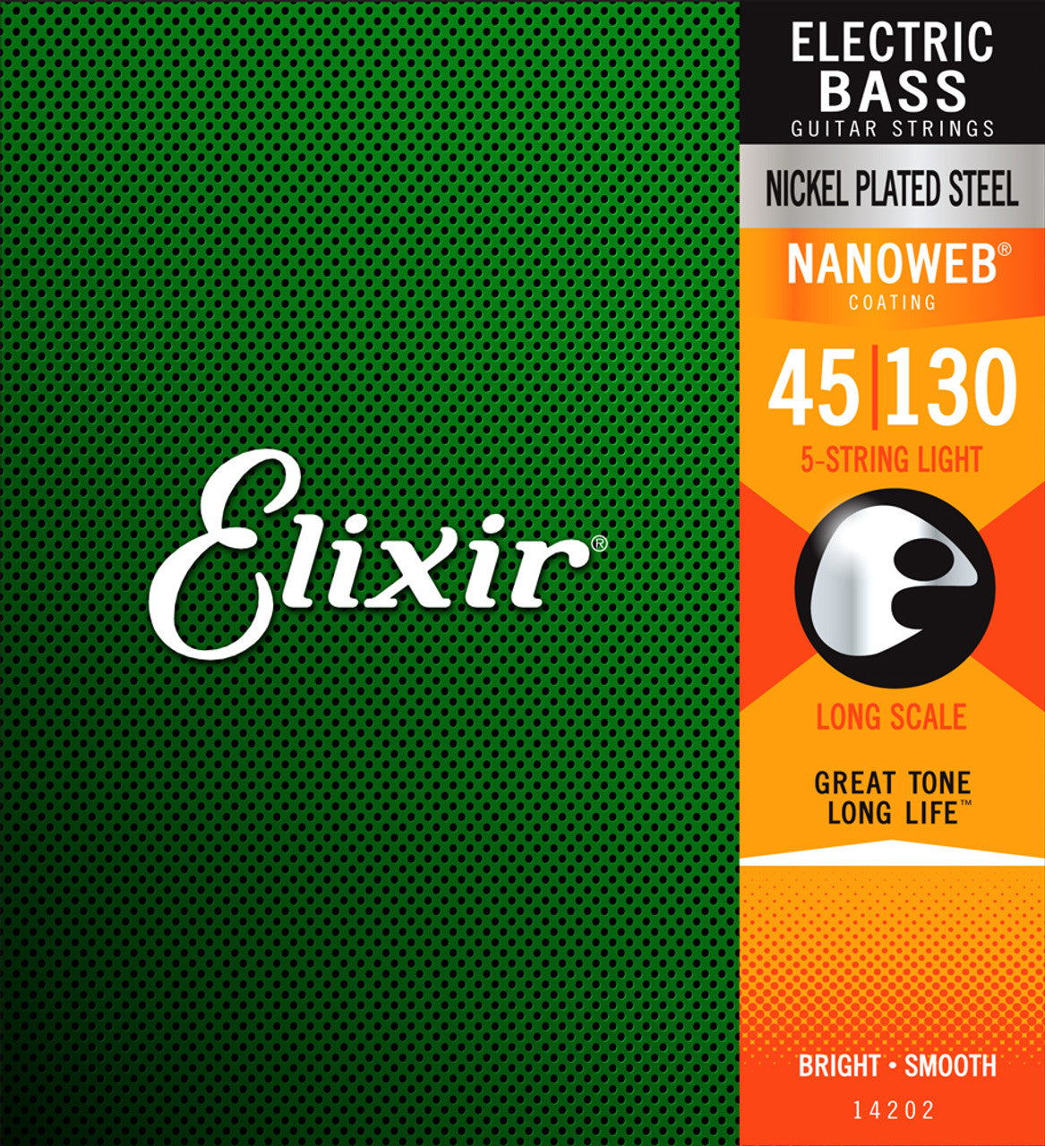 Elixir Nanoweb Coated Long Scale 6-String Bass Strings Light Medium 32-130