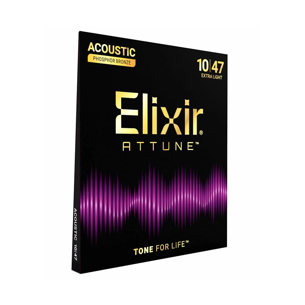 Elixir 21002 Attune Phosphor Bronze Acoustic Guitar Strings Extra Light 10-47