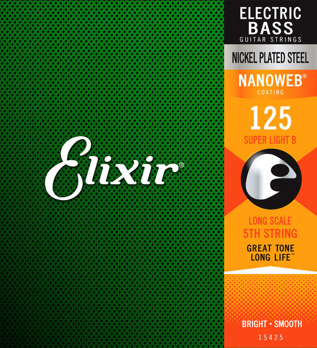 Elixir Nanoweb Coated Long Scale 6-String Bass Strings  Super Light 32-40-95-125