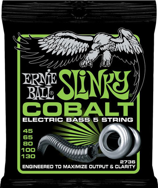 Ernie Ball Cobalt Slinky 5-String Electric Bass Guitar Strings 2736 Regular Slinky 45-130