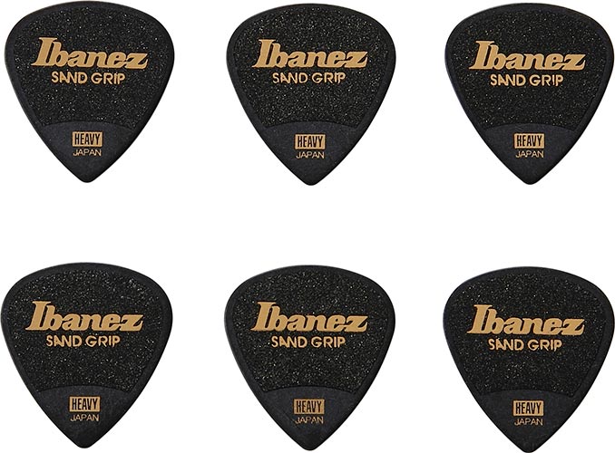 Uñetas Ibanez Sand Grip Wizard Made in Japan HEAVY Negro Pack de 6 Unidades