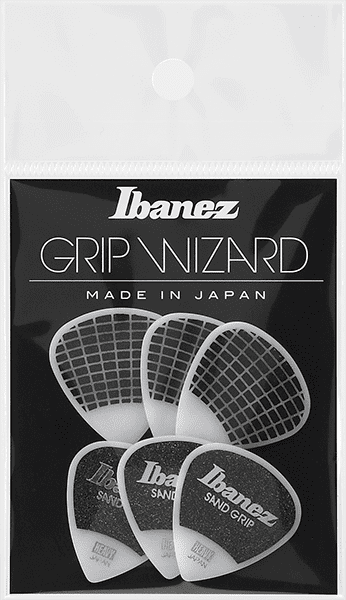Uñetas Ibanez Sand Grip Wizard Made in Japan heavy Blanca Pack de 6 Unidades