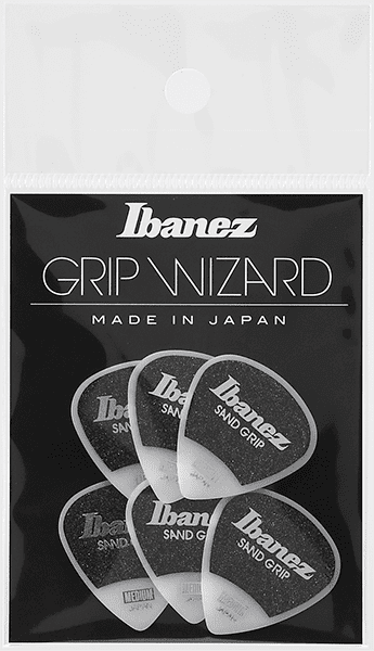 Uñetas Ibanez Sand Grip Wizard Made in Japan MEDIUM Blanca Pack de 6 Unidades