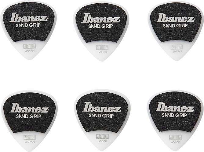Uñetas Ibanez Sand Grip Wizard Made in Japan MEDIUM Blanca Pack de 6 Unidades