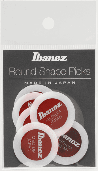 Uñetas Ibanez Redondas Medium Made in Japon Pack de 6 Rojas